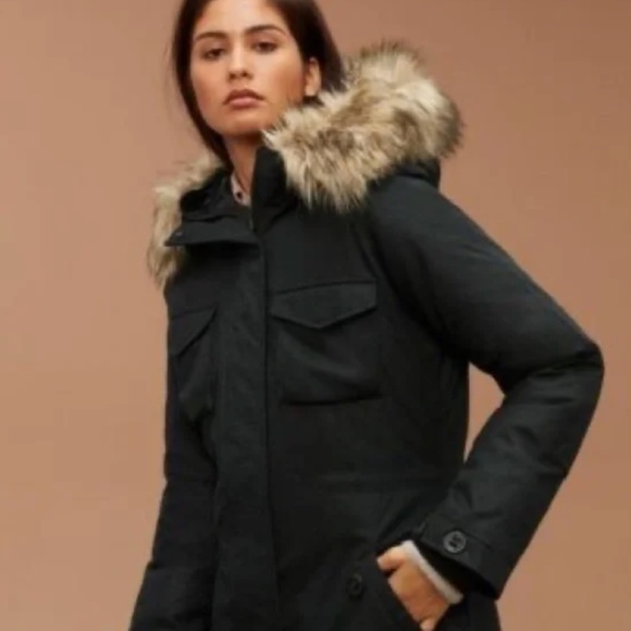 Aritzia Community Paradigm Parka Jacket Hood Faux Fur Pocket Zip - Picture 2 of 7